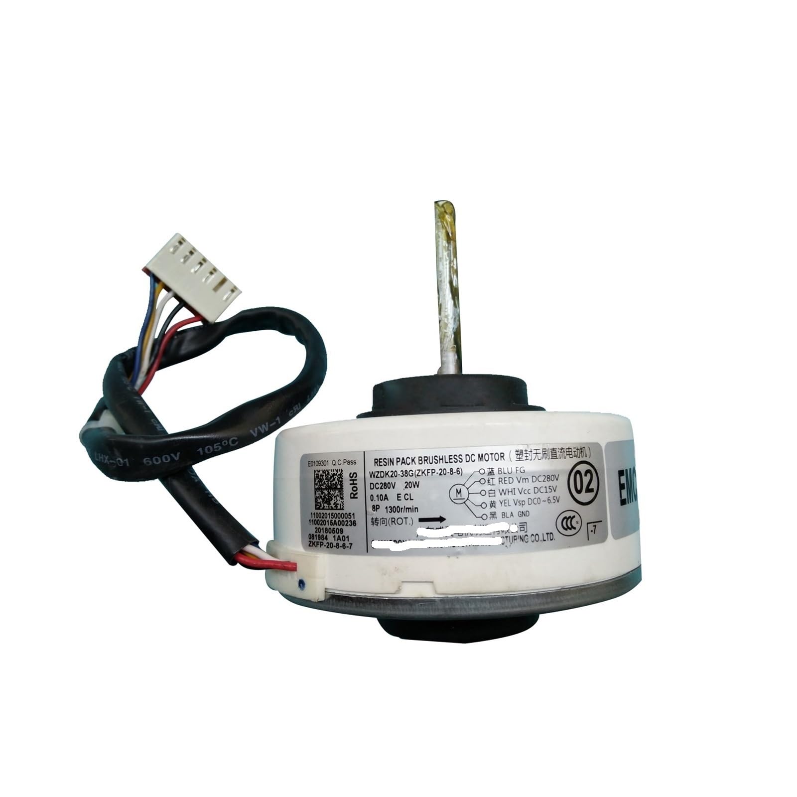 Bürstenloser DC-Lüftermotor for Midea Inverter-Klimaanlage, WZDK20-38G, 20 W