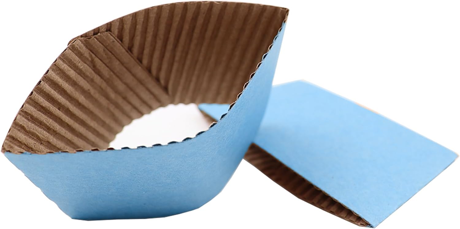 EchoDone Disposable Coffee Cup Sleeves for Hot or Cold Drinks Paper Corrugated Cup Jackets 200 Count Color Blue Fit for 90mm Diameter Cups 10oz 12oz 16oz (Without Cups) - Image 3