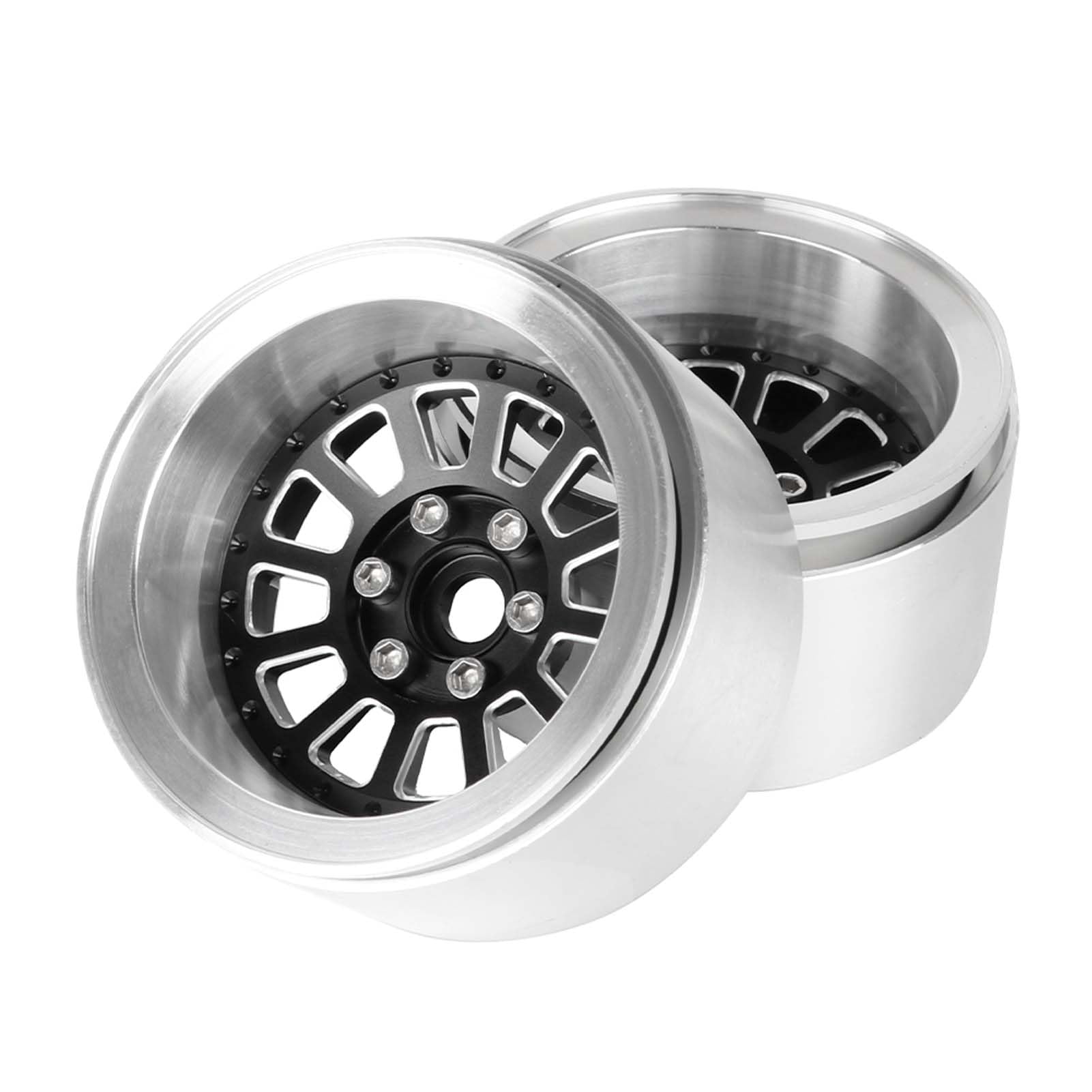 KEEDA Roues Beadlock en aluminium 2,2 - Profondeur d'insertion de 10 mm - 12 rayons - Pour SCX10 RR10 TRX4 VS4-10 Gen8 1/10 RC Crawler - Noir