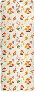 Cartoon Mushroom Pattern Thin Yoga Mat with Bag Included, Non Slip Fitness Workout Mat, Foldable Suede Rubber Yoga Mat for Yoga Pilates and Fitness, 70.8" L x 26" W x 1mm