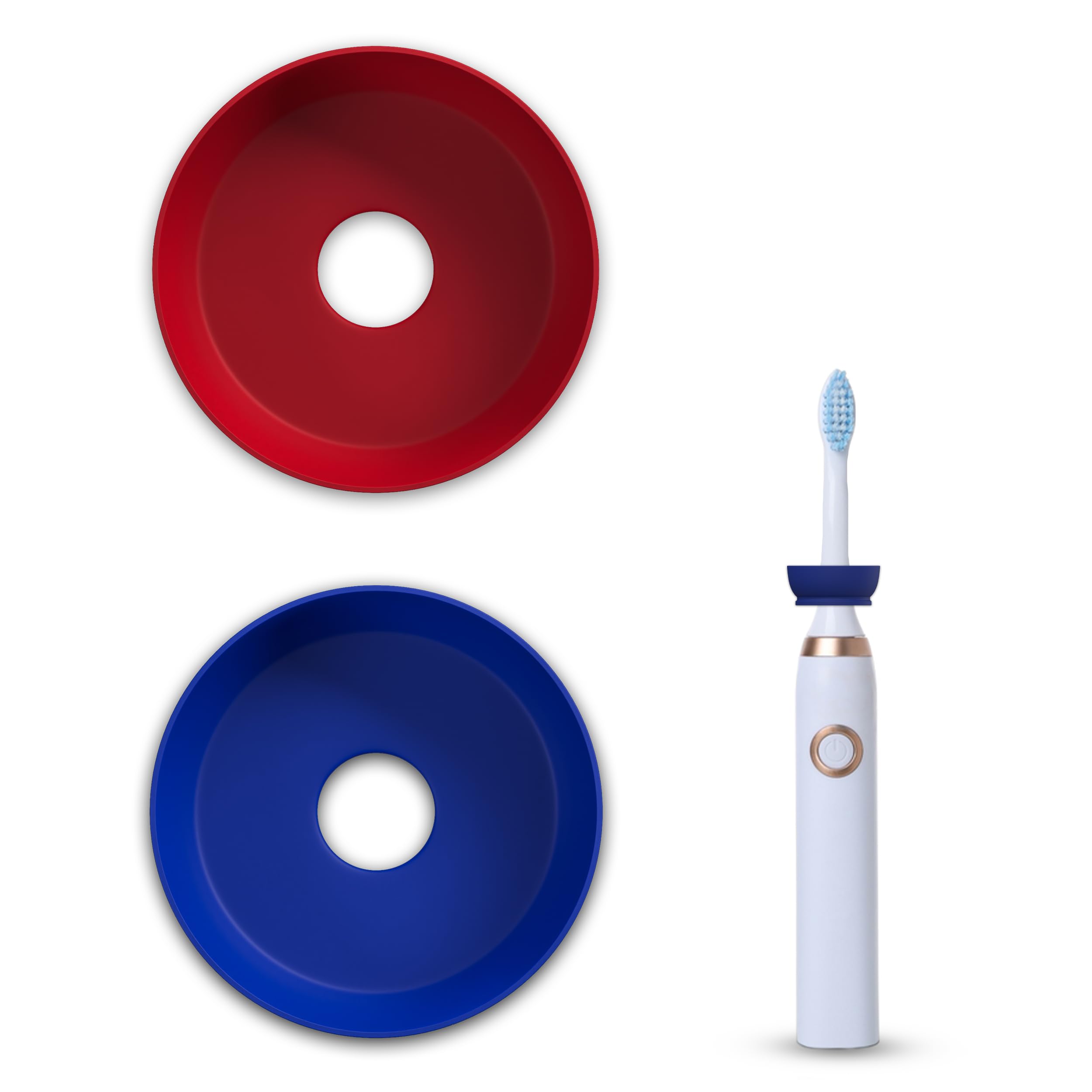 The Drip Dodger by Koettco International. No More Mess!!!! Keep Hands and Base of Electric toothbrushes Clean of residues (Paste, Slop, Drips,Spit, Much, Yuck.) (Red and Blue)-image-33