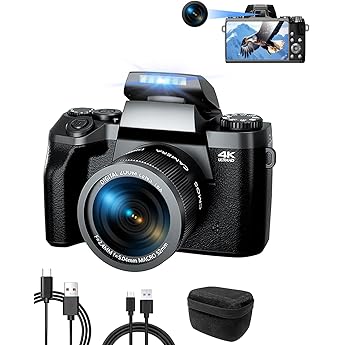 ade digital camera 4k 64mp camera photo camera with 4.0 touch screen 16 x digital zoom compact camera with front and rear lens for beginners photography wifi camera bag dual camera
