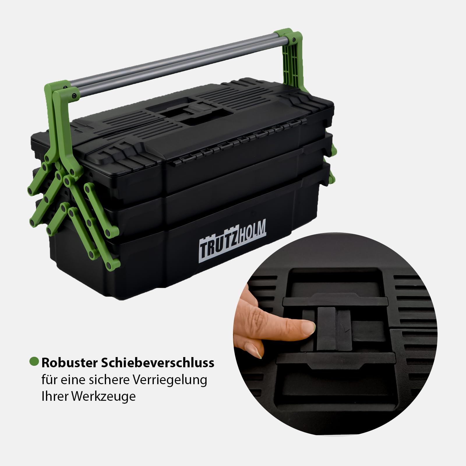 TRUTZHOLM Werkzeugkiste Werkzeugbox Werkzeugkoffer Werkzeugkasten Werkstattkiste Toolbox Organizer für Kleinteile Mehrzweckkoffer leer ca. 48x24x21 cm Aufbewahrungsbox