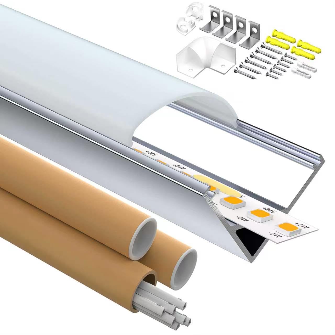 Eckprofil 45 Grad V Form 2m 10 Stück, LED Profil aus eloxiertem Aluminium mit Schiene und Diffusor, für Streifen bis 10mm, Eckbeleuchtung (SL09, 2M 10Stück)