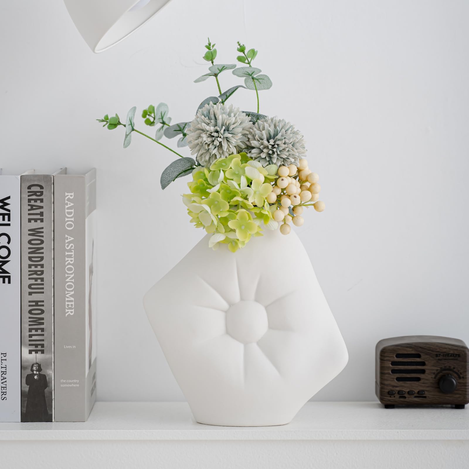 Amazon.co.jp: WLGRANJIA ホワイトセラミック花瓶、パンパスグラス花瓶