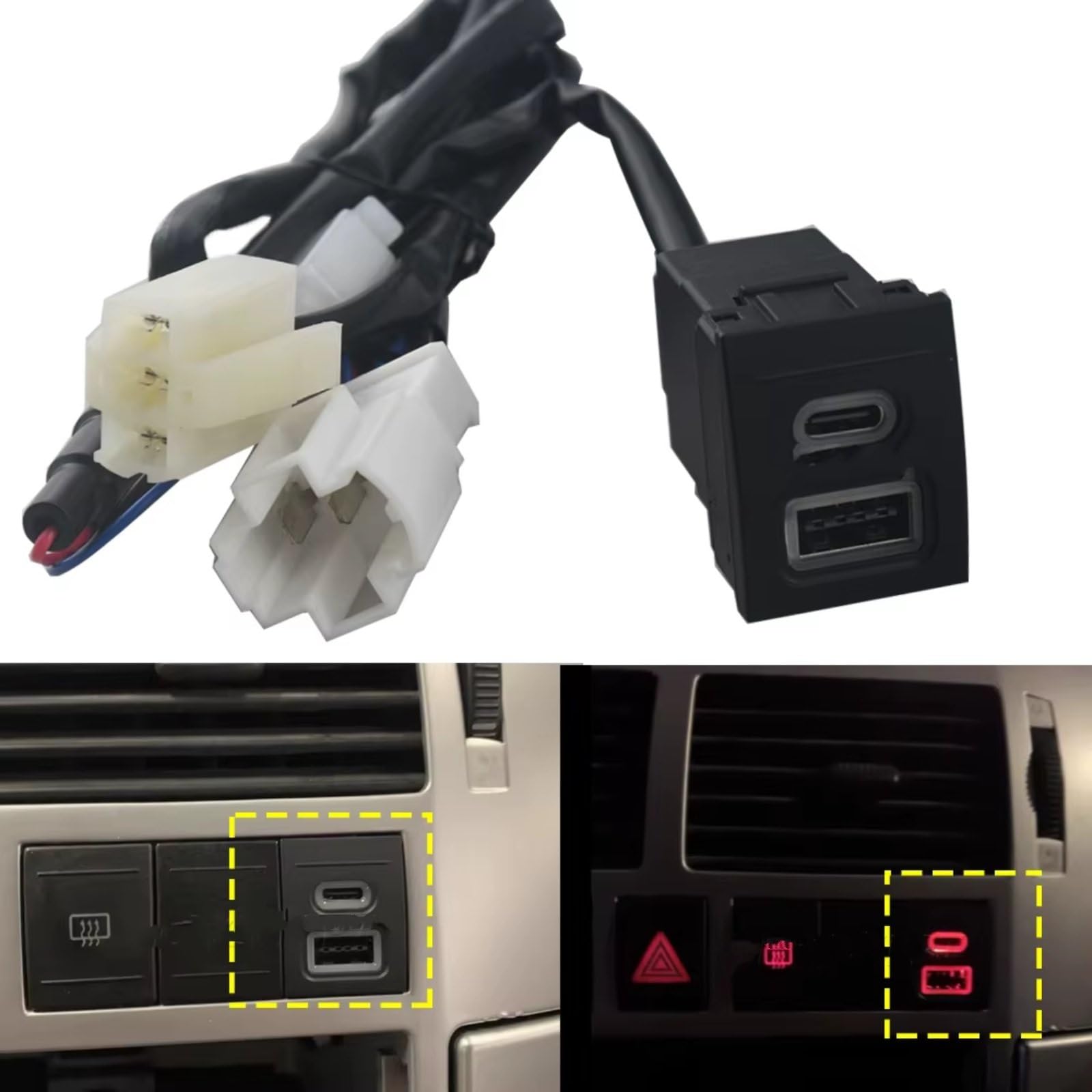 Consola USB Compatible Con VW Para Polo 2004-2011 Coche Para Cargador PD Carga Rápida QC3.0 Adaptador Carga De Teléfono Botón Salida Puerto USB
