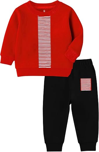 British Kings Girls Cotton Fleece Sweatshirt with Jogger Set, Casual Tracksuit, Striped Co-ord Outfit, 1-14 Years