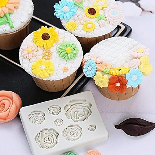 Miniatura 7 de Moldes de silicona con diseño de flores de rosas, moldes para tartas de boda, herramientas de decoración de tartas de azúcar, 2 uds