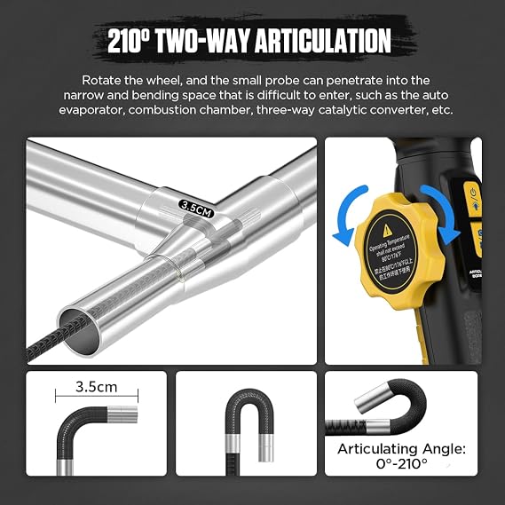 SVB305 Two-Way 210 Articulating Borescope, 4.3 IPS HD Endoscope with Light, IP67 Waterproof 3FT Flexible Cable, 32GB SD Card & 2000mAh Battery, for Automotive/Mechanical/Pipeline Inspections