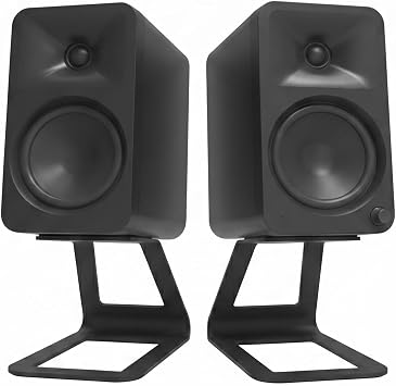 Kanto Active Desktop Speaker ORA4 and Desktop Speaker Stand SE4 Set, Black & Black