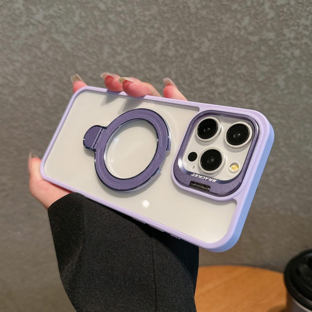 Coque iPhone 12 Pro Max violette transparente avec double support magnétique antichoc - 8