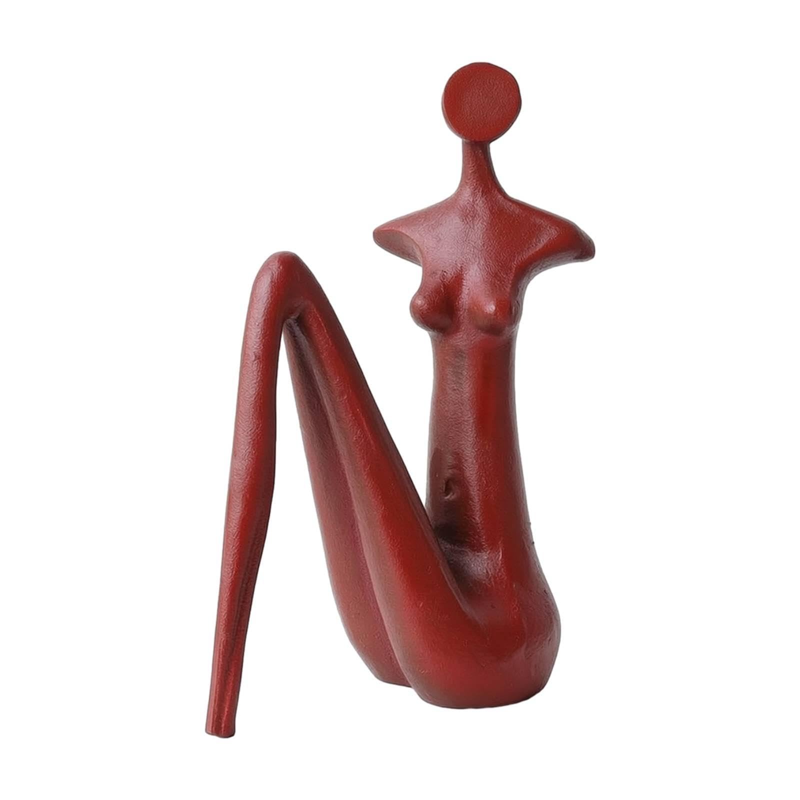 Human Figure Sculpture Minimalist Human Sculpture Artistic Abstract Ornament for Simplicity Lovers, Living Room, Home Office, Bookshelf Red Sitting Figure-image-38