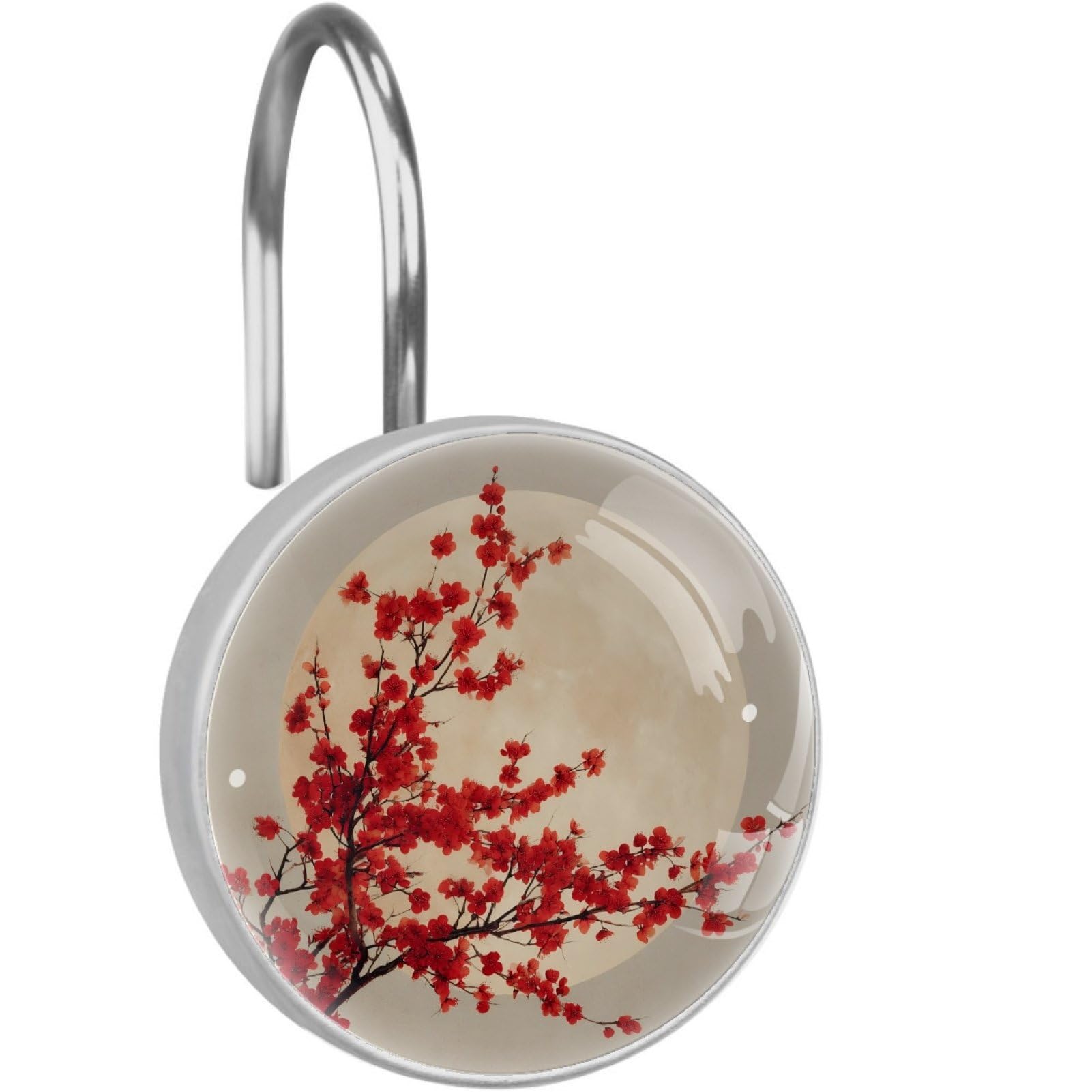 VAPOKF Shower Curtain Hooks, 12PCS Cherry Blossom Moon Shower Curtain Hook for Bathroom Decors Home Bedroom