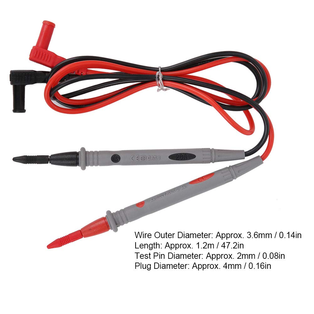Nikou Puntali Tester Multimetro, 2 Pezzi AC/DC 1000V 20A Puntale per Test Multimetro in Silicone, Sonda di Prova, Elettronico Tester Misuratore Digitale Puntali Cavi per Elettricisti