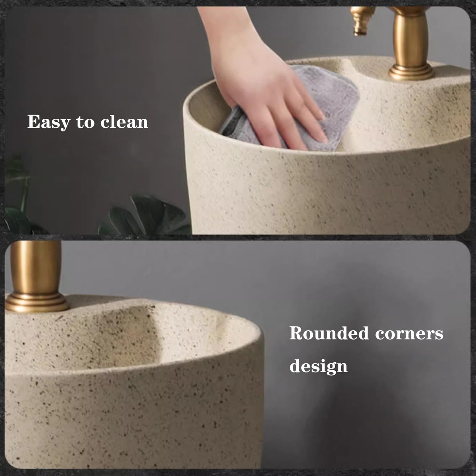 Lavabo de cerámica con columna tallada, fregadero de pie con un solo agujero para grifo, combo de una pieza para interiores y exteriores, talla A, B-One Size