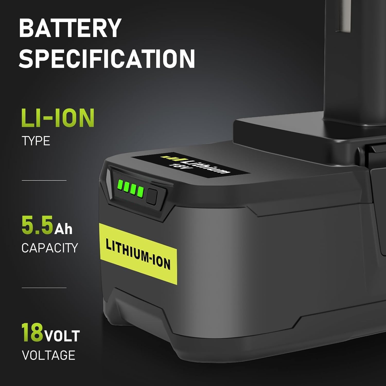 2X 18V 5.5Ah/5500mAh Batteries au Lithium pour Ryobi P108 RB18L40 P108 RB18L25 RB18L15 RB18L13 P107 P122 P104 P105 P102 P102 2003