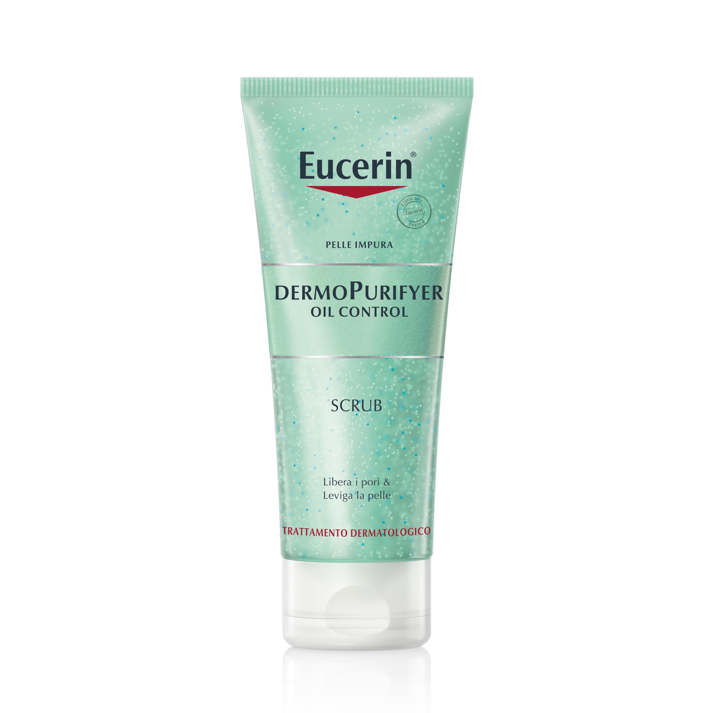 Eucerin DermoPurifyer Oil Control Scrub 100 ml, Scrub corpo e viso anti-imperfezioni e punti neri con Acido Lattico e micro particelle, Esfoliante pelle grassa e a tendenza acneica