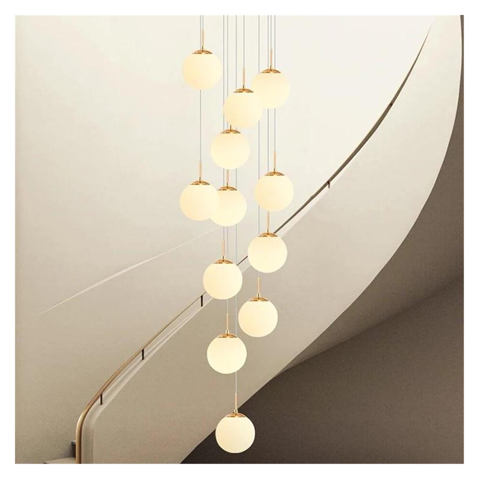 ASerZenith Stairs Modern Nordic Chandelier Loft Duplex Living Room Hotel Lobby Long Home Decorative Lighting,Hanging Light,Warm Light-12Heads