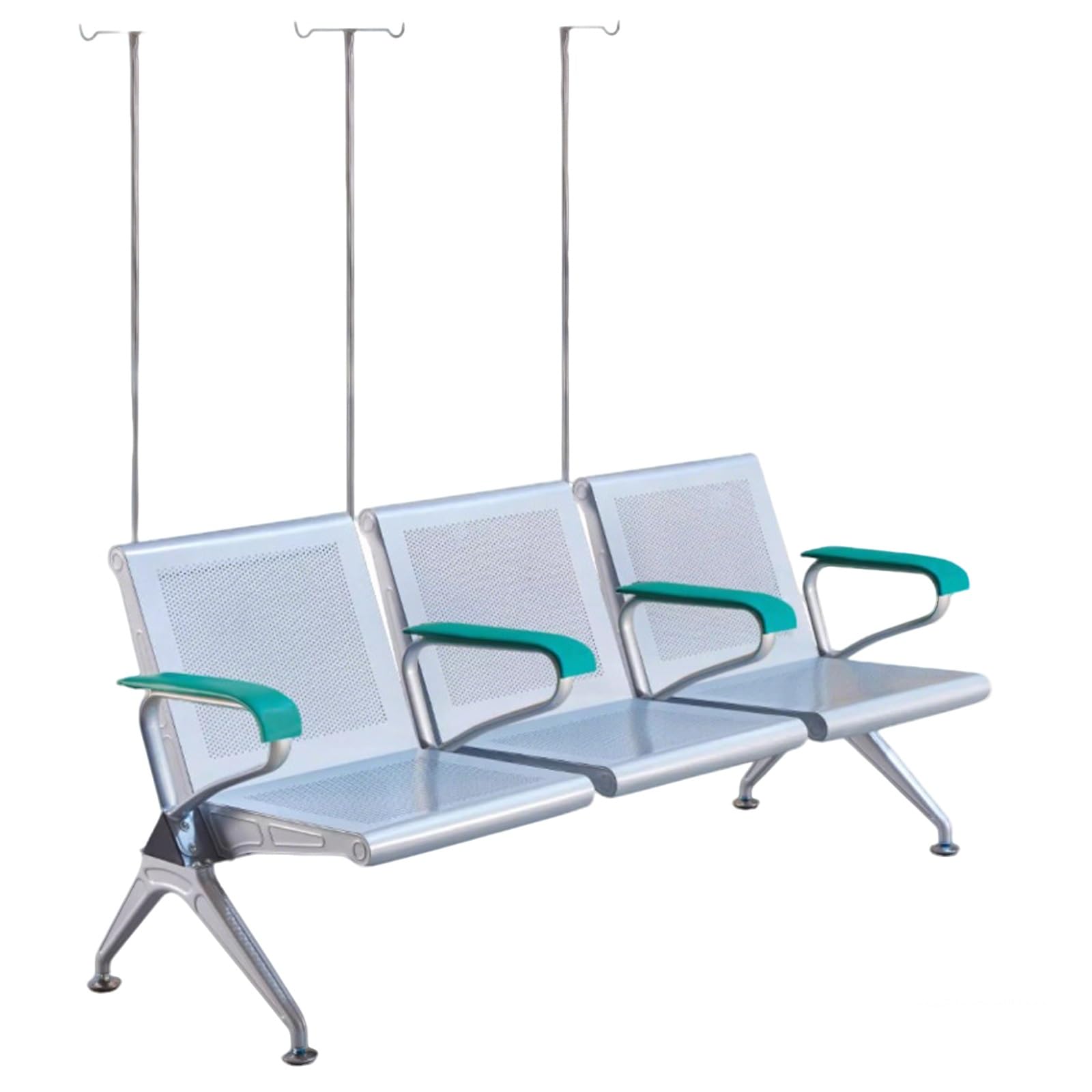 SaryEdge Indoor Benches and Room Seating with Armrests and IV Poles for Hospitals, Clinics, and Offices,Style B-3 seats,Style B-3 seats