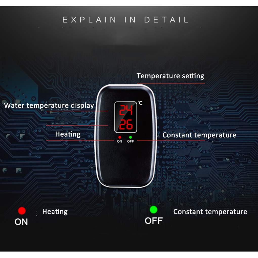 Calentador de Acuario Calentador sumergible para acuarios, Calentador de tanque de peces ajustable con controlador de temperatura externo, Calentador automático de termostato con estuche protector