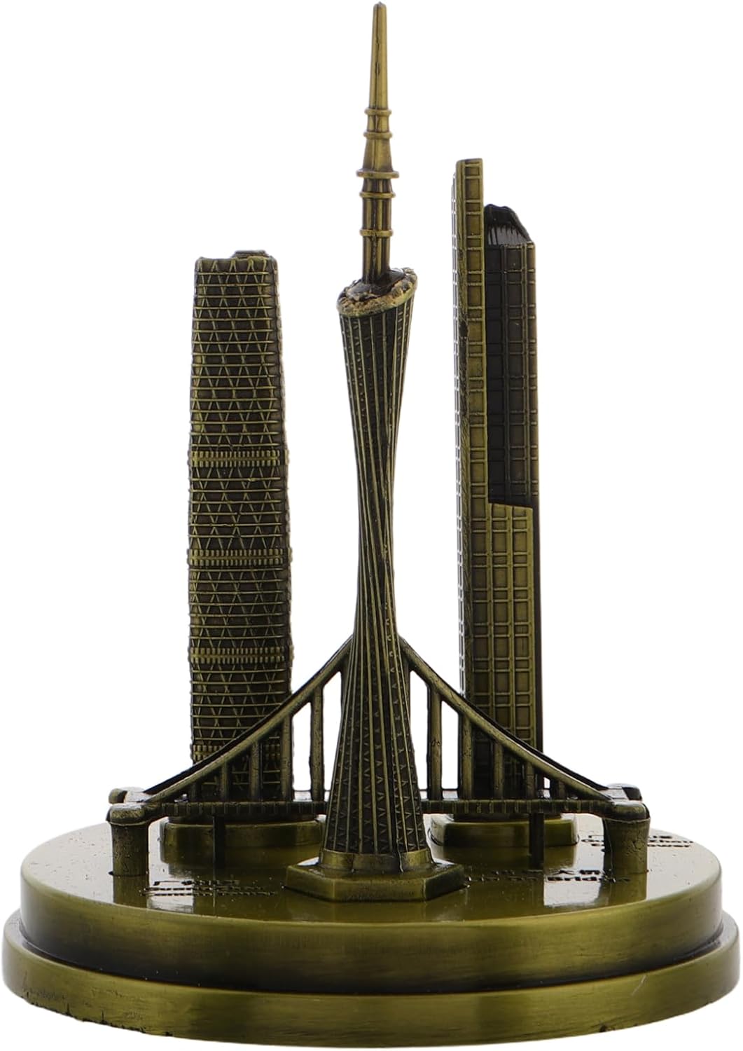 Amosfun Guangzhou Tower Model Miniature Metal Craft Intricate Architecture Statue for Home Decor Office Decoration Unique Architecture Enthusiasts Premium Quality Landscape Ornament