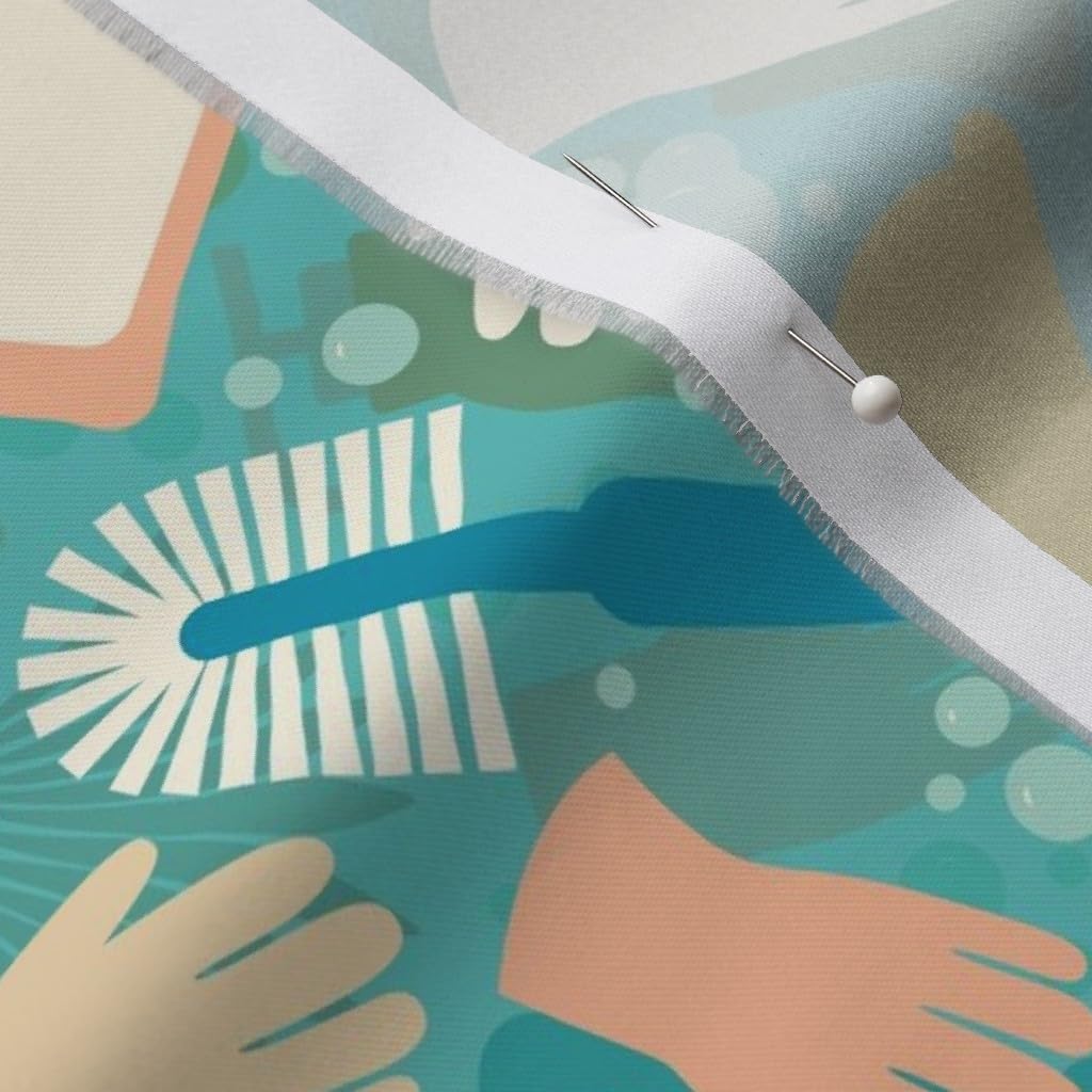 Spoonflower Fabric - Cleaning Supply Housekeeper Novelty Print Printed on Organic Cotton Sateen Fabric by The Yard - Sewing Quilting Apparel Home Decor