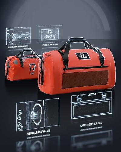 Miniatura 4 de IRON JIA'S Bolsa seca para motocicleta  Bolsa impermeable y bolsa trasera de equipaje, bolsas de sillín con cierre superior enrollable, correas para