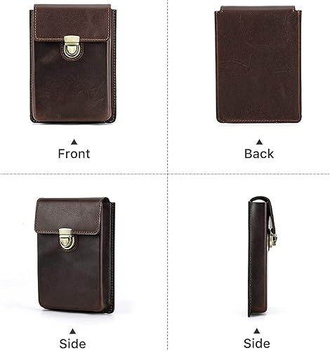 Vista 165 de Top Grain - Estuche organizador de cuero genuino para 12 bolígrafos y lápices, diseño minimalista sólido, hecho a mano, cierre magnético con cajón