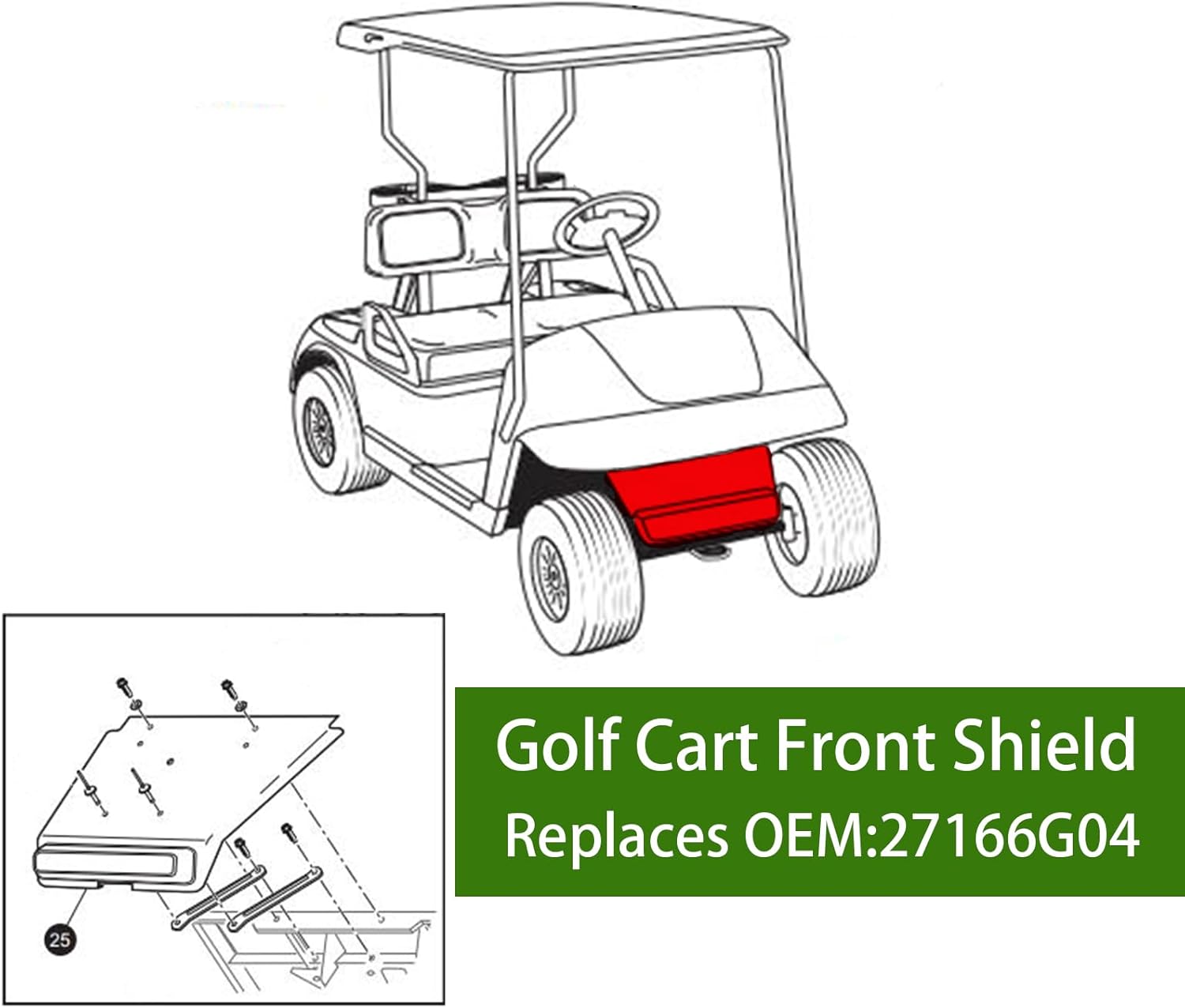 Golf Cart Front Shield for EZGO TXT,Golf Cart Front Shock Shield Cover Bumper Guard,OEM 27166G04