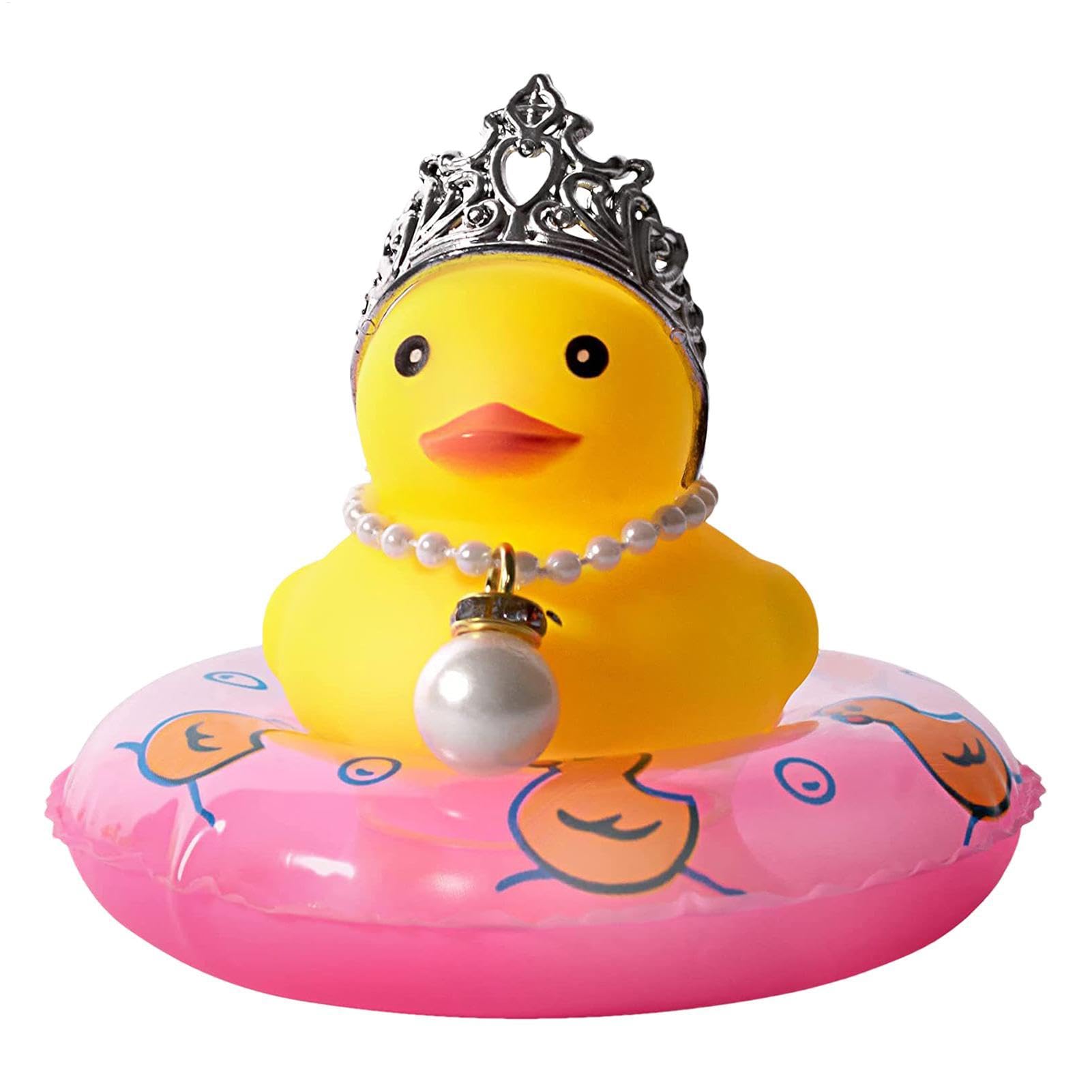 Set Paperella Fenicottero Rosa Per Auto - Gomma Con Cappello, Occhiali, Anello E Catena - Decorazione Cruscotto Divertente