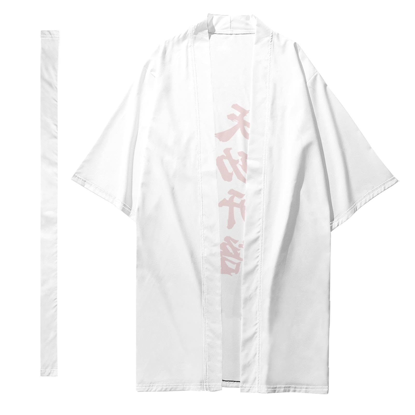 Manches 3/4 manches kimono pour homme veste haori veste légère blanche L