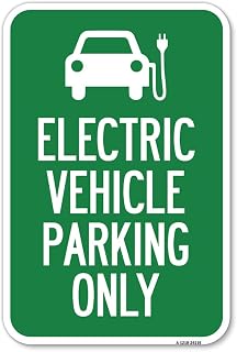 Electric Vehicle Parking Only (With Graphic) | 12" X 18" Heavy-Gauge Aluminum Rust Proof Parking Sign | Protect Your Business & Municipality | Made in The USA