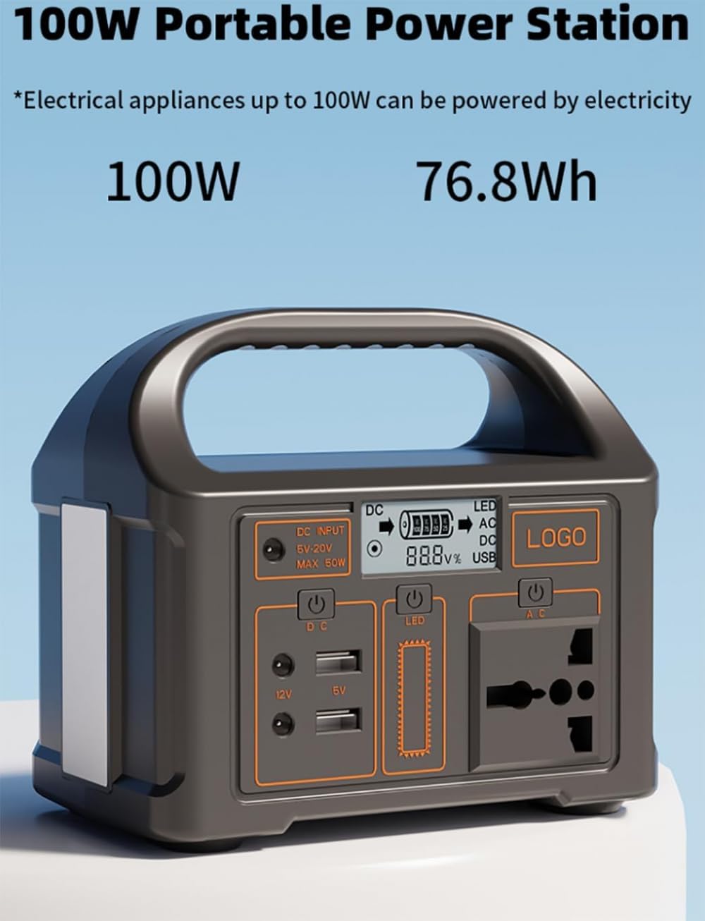 Stazione di alimentazione multifunzione, power bank mobile per campeggio, alimentatore di emergenza di backup da 100 Wh, presa CA a onda sinusoidale pura da 240 V e 100 W per campeggio all'aperto, p