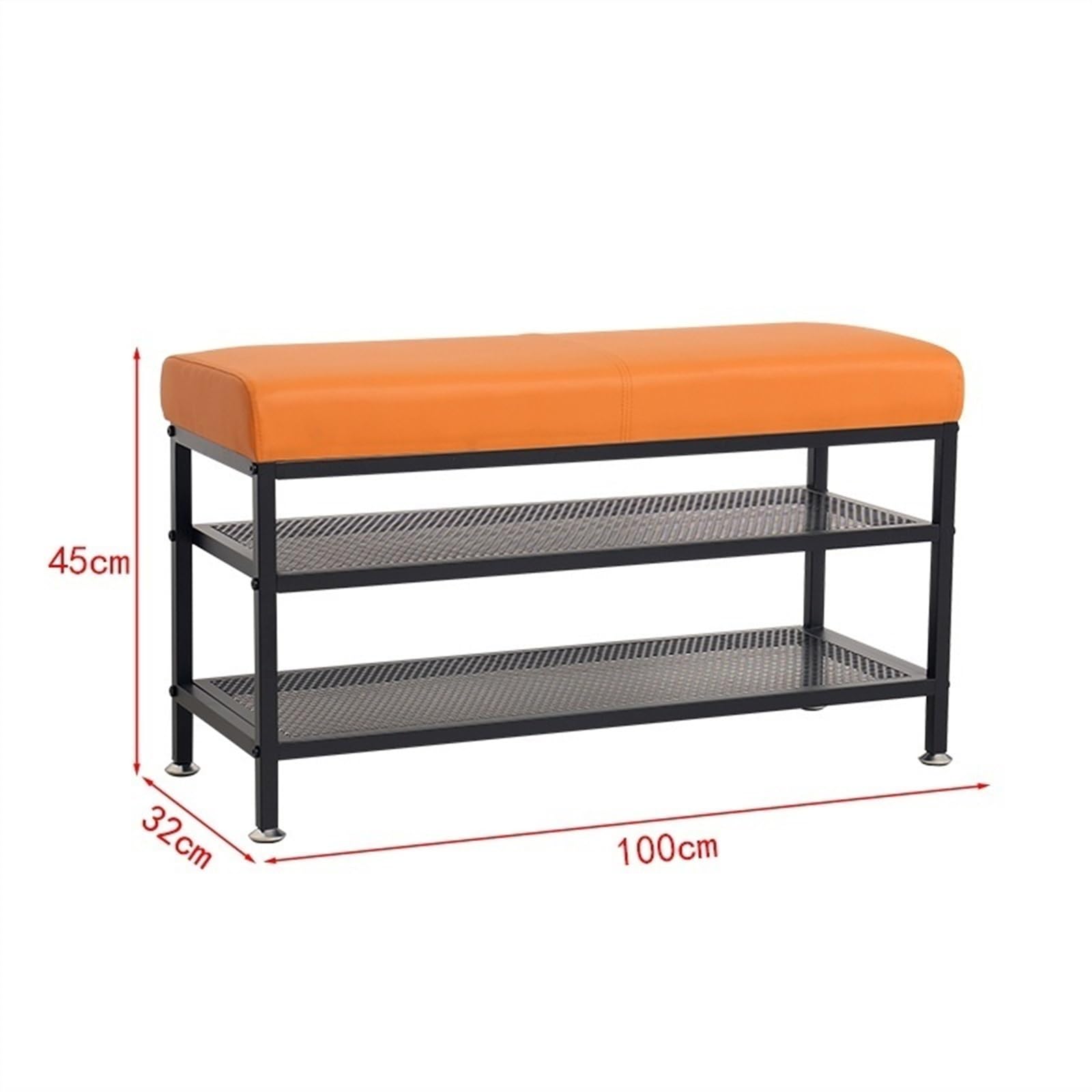 RENEESME Shoe Rack Shoe Bench, 2-Tier Shoe Bench with Storage Selves, Metal Shoe Organizer with Cushion Padded Seat for Entryway Shoe Organizer Rack(100 * 32 * 45cm)