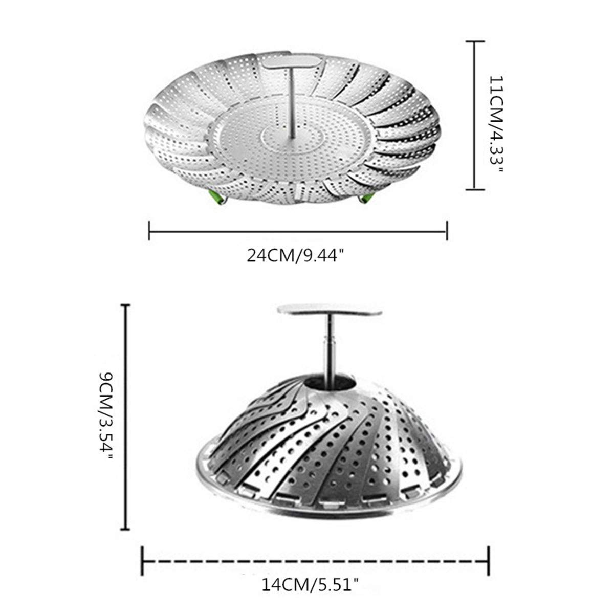 Huamirra Panier à Vapeur en Acier Inoxydable, 18 CM, Argenté, Ronde, Pliable, Insert à Vapeur pour Casseroles, Convient pour Oeufs, Légumes, Fruits de Mer, Desserts, Pâtisseries