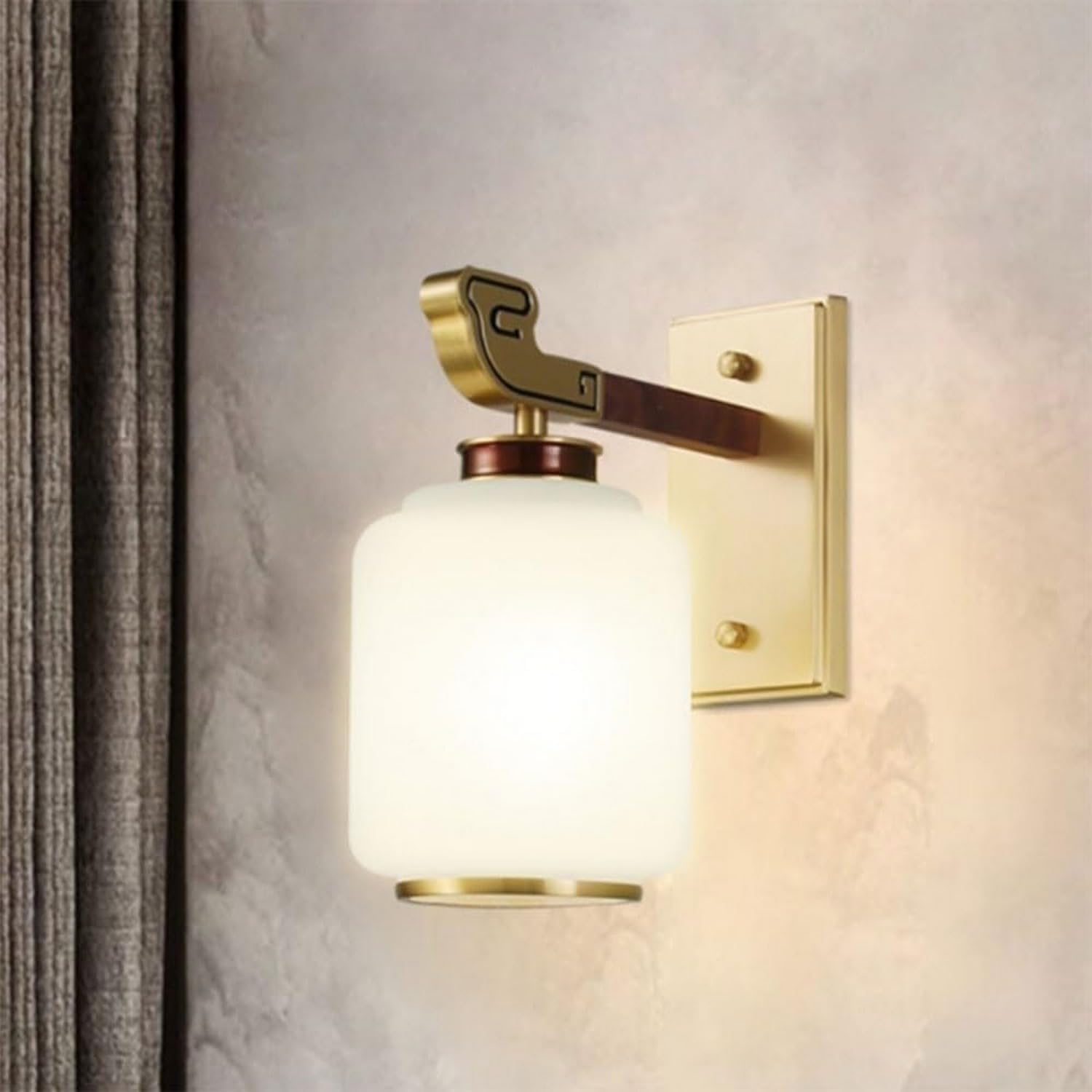HYJAUSXB Wall Light - Copper Glass Lamp for Home Decor, Elegant Sconce Living Room Illumination, Soft Lighting Fixture