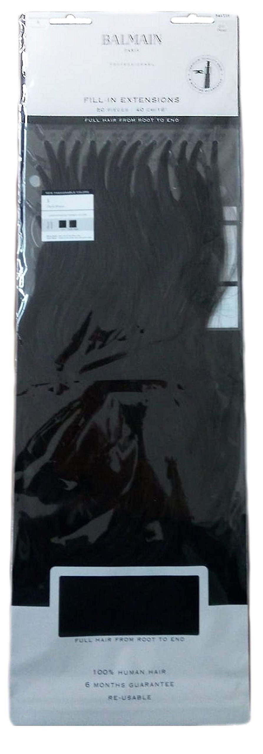 BalmainFill-In Extensions Human Hair 50-Pieces, 40 cm Length, Number 3 Dark Brown, 0.044901 kg