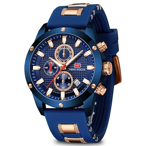 MINI FOCUS Men Business Watches Chronograph, Fashion Waterproof Quartz Wrist Watch for Family