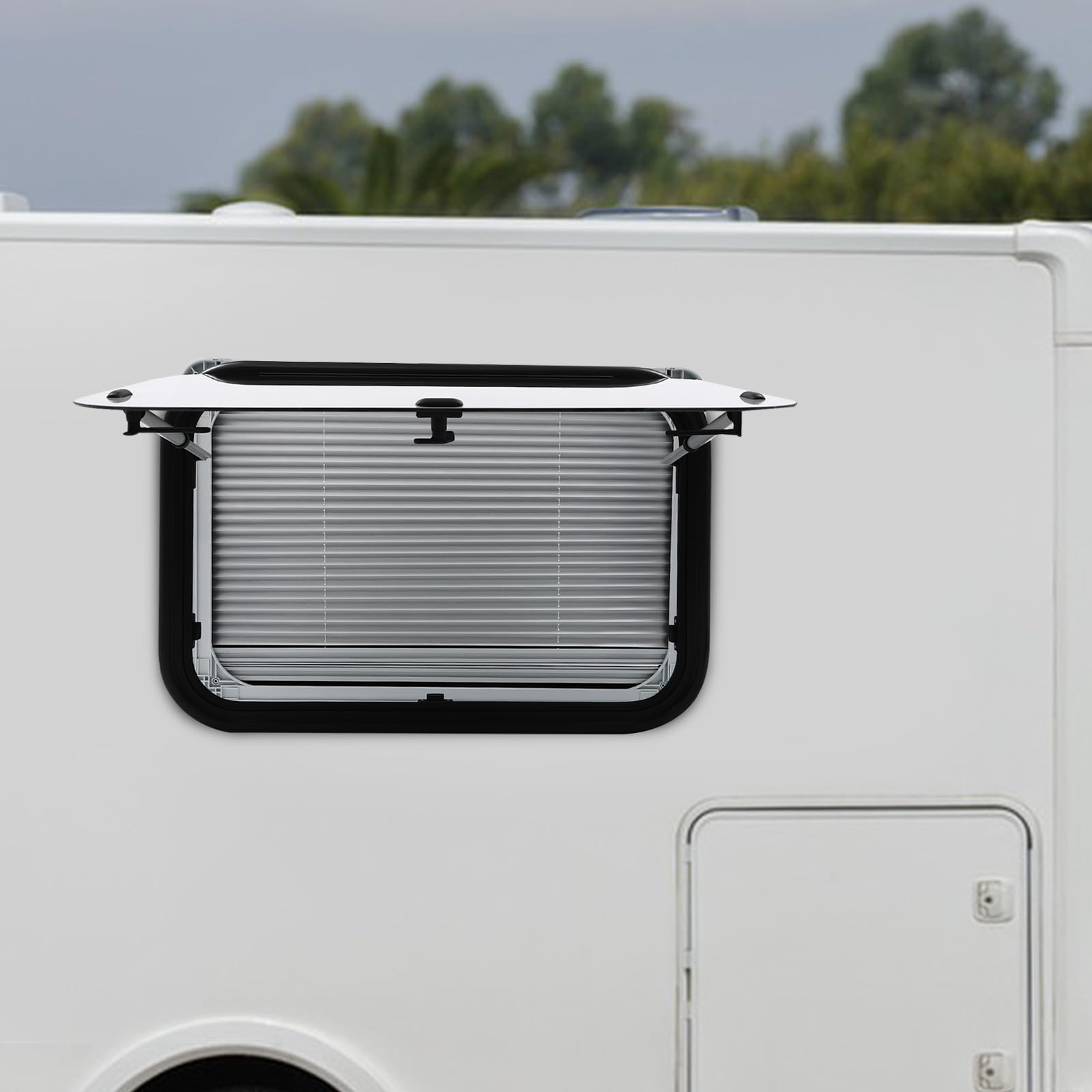 Okno wystawowe do przyczepy kempingowej, 90 x 55 cm, aluminium, szkło