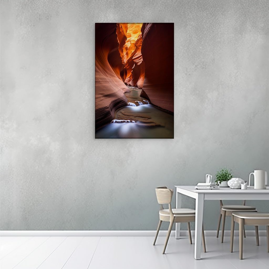Canvas for Living room. Exploring the Depths of Antelope Canyon: A Journey Through Light and Shadow, 27 x 18 inch Canvas Wall Art - Ready to Hang - 69x46 cm (27x18 inch)