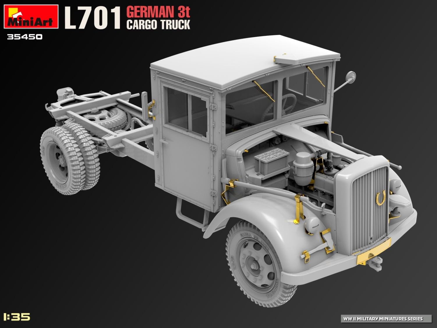 Mini Art 35450 1:35 L701 Dt. 3t Cargo Truck - wierna replika, modelarstwo, plastikowy zestaw do montażu, majsterkowanie, hobby, klejenie, zestaw modelarski, montaż, nielakierowany