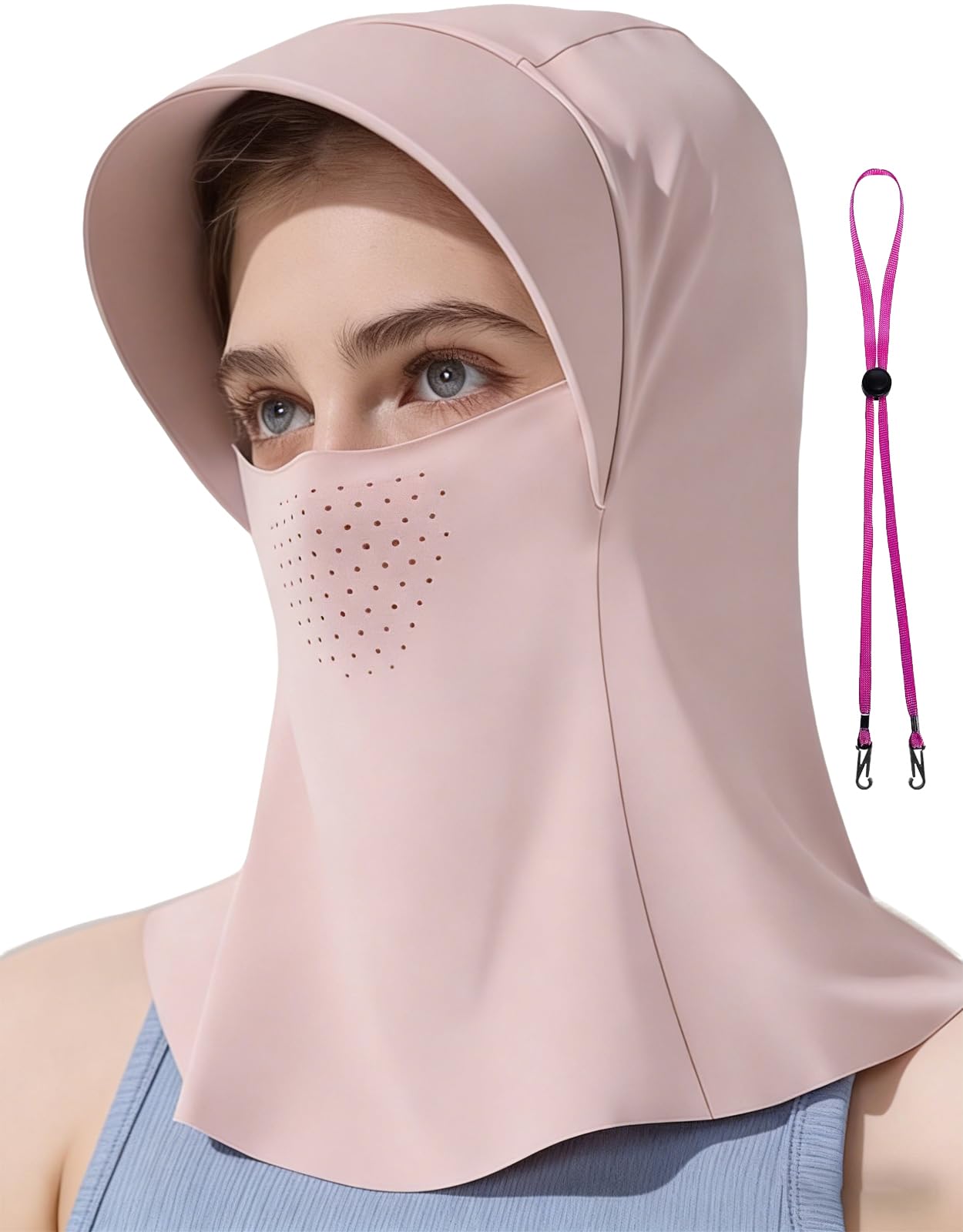 Full Face UV Protection Balaclava Hat with Face Mask Neck Guard Wide Brim Sun UV Protection Hood, Full Cover Sun Shield for Cycling Motorcycle Outdoor Travel Sports-image-27