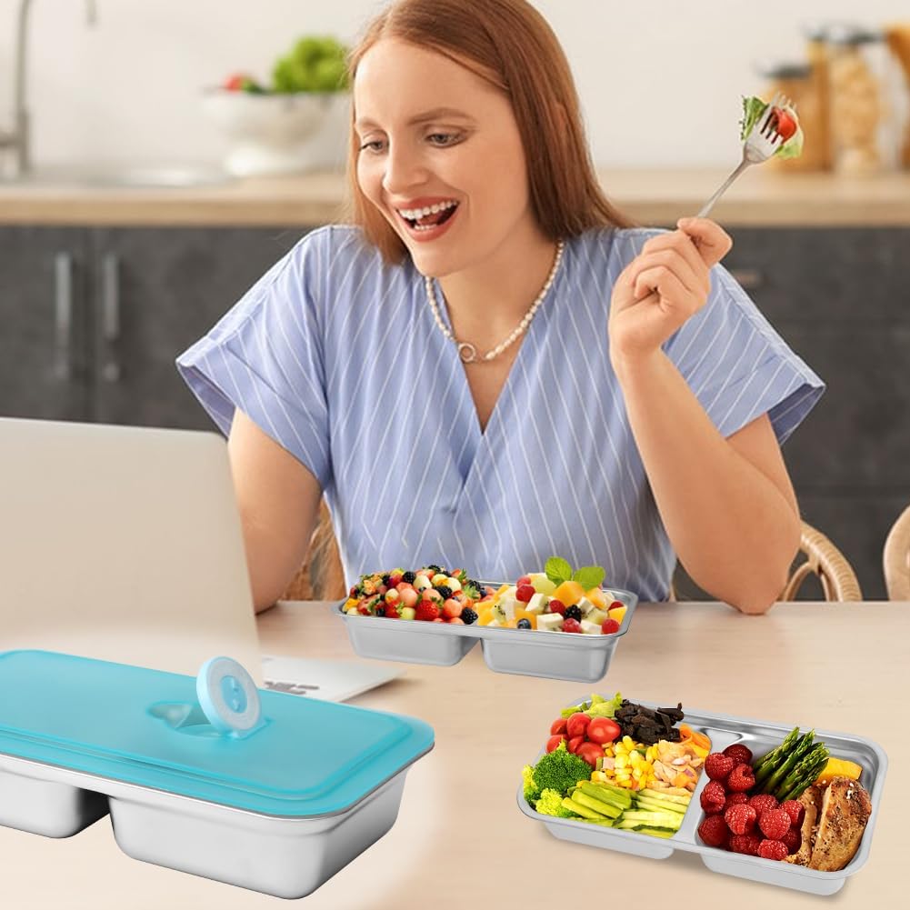 2Pcs Stainless Steel Food Containers, Reusable Snack Condiment Containers with Lids, Stackable Food Storage Container for Fruits, Nuts and Snacks, Ideal for Gym, Office and Travel image 4