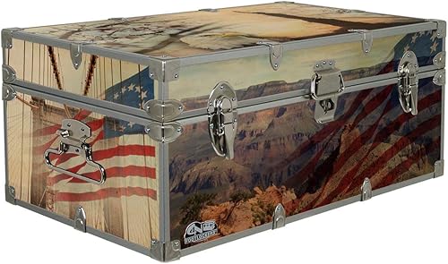 Miniatura 7 de C&N Footlockers Maletero de diseño americano para el 4 de julio, estilo rústico americana, 32 x 18 x 13.5 pulgadas Americana rústica,Iconos de