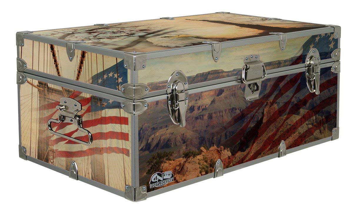 C&N Footlockers Designer Trunk - Fourth of July Americana Storage Trunk - American Scenery - 32x18x13.5 Inches
