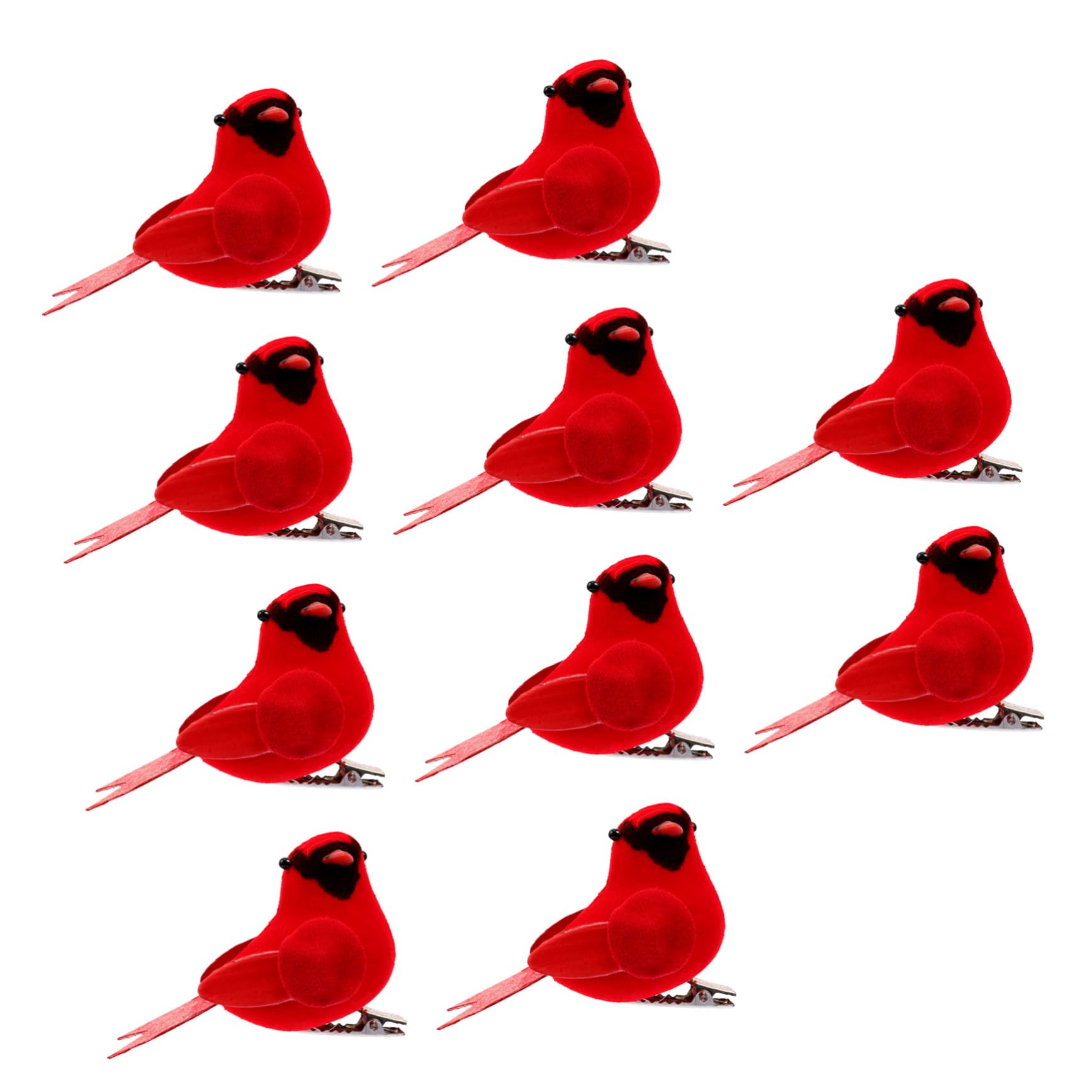 Pájaros rojos con clip LIGIGWASH para árbol de Navidad, adornos realistas de 10 piezas