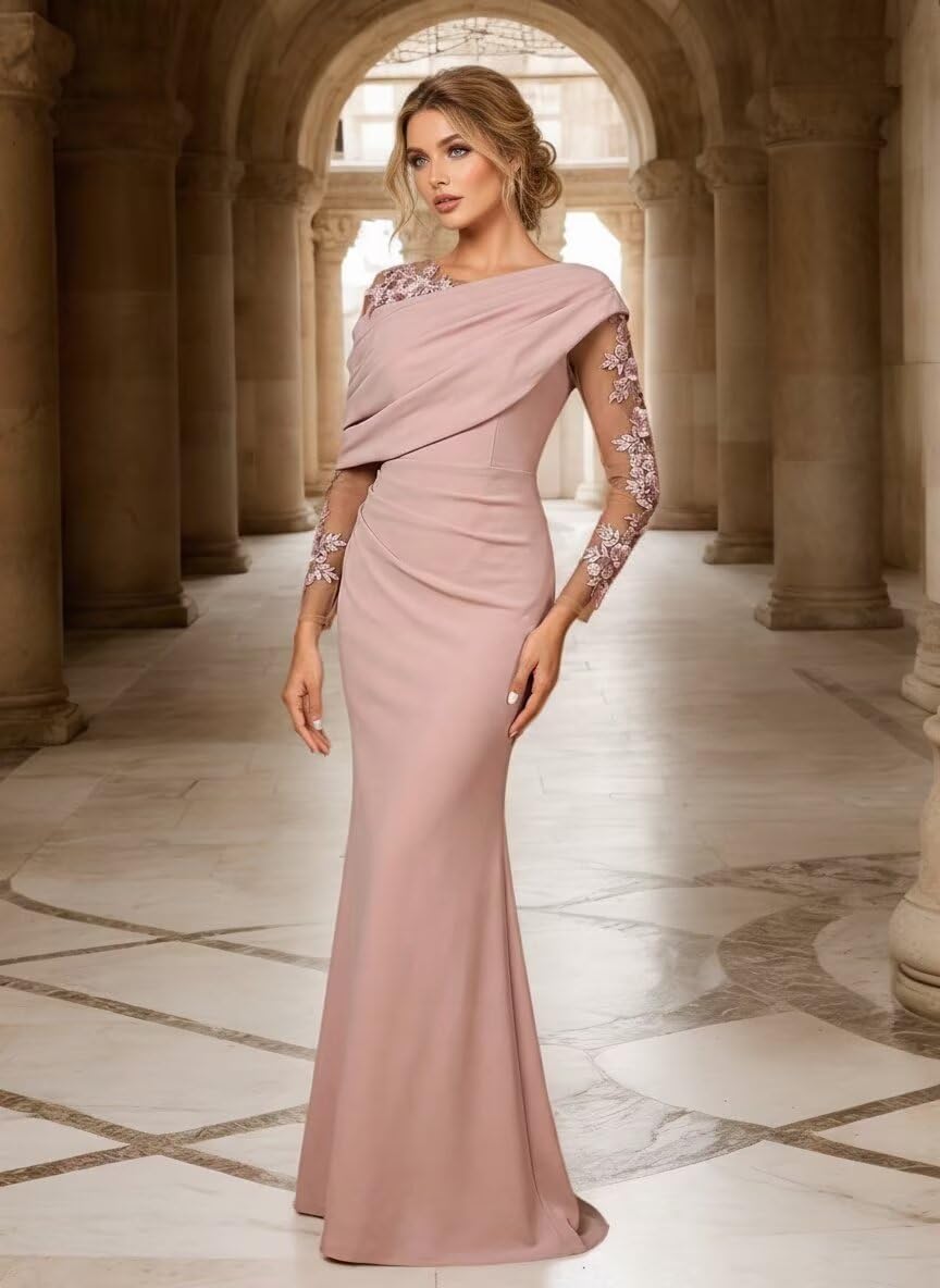 Laces Applique Mother of The Bride Dress 2026 Satin Mother of The Groom Dresses One Shoulder Wedding Guest Gown