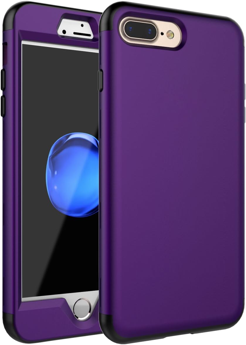 OBBCase iPhone 7 Plus Case,iPhone 8 Plus Case [Heavy Duty] Three Layer Hybrid Sturdy Armor High Impact Resistant Protective Cover Case for iPhone 7 Plus /8 Plus (Only for 5.5") Purple Black