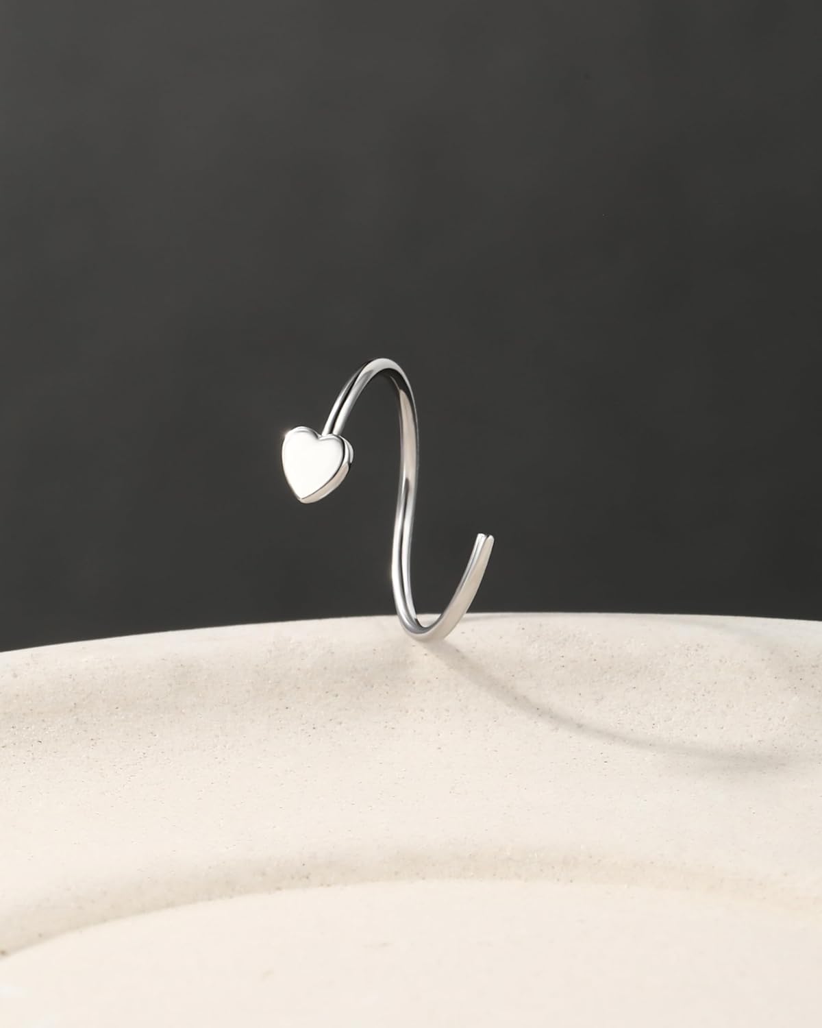 Jewseen 20g Nose Rings Hoops 925 Sterling Silver Hoop Nose Rings Heart Nose Piercing Jewelry Cartilage Hoop Earrings Helix Conch Tragus Earrings Lip Piercing Jewelry for Women - Image 6