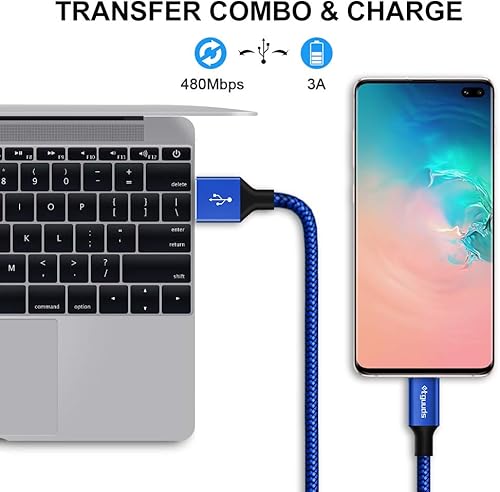 Miniatura 4 de etguuds Cable trenzado de carga rápida, de 3 A, de USB-A a USB-C, de 6 pies, 2 unidades, para Samsung Galaxy A10e, A20, A20E, A20S, A51, S20, S10,